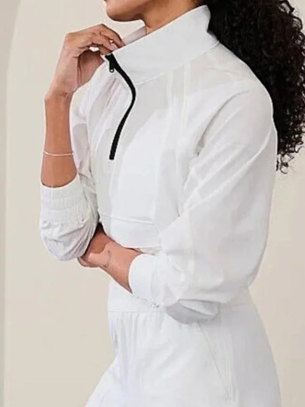 ATHLETA BOUNDLESS POPOVER BRIGHT WHITE KANGAROO POCKET LIGHTWEIGHT JACKET XS